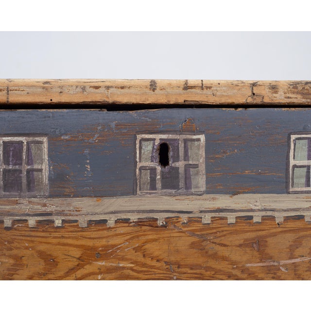 19th C. English Painted Pine Chest With Georgian Manor Façade For Sale - Image 16 of 18