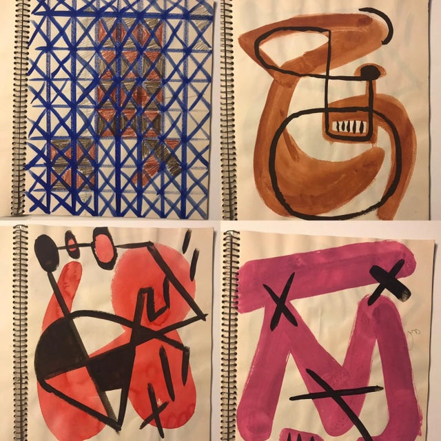 Paint 1951 Mid Century Modern Sketchbook of 31 Watercolors by Edward Widmayer For Sale - Image 7 of 11