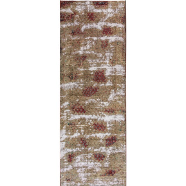 Brown Mid 20th Century Vintage Distressed Tabriz Wool Runner Rug For Sale - Image 8 of 8