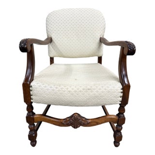 Vintage Spanish Revival Walnut Armchair For Sale