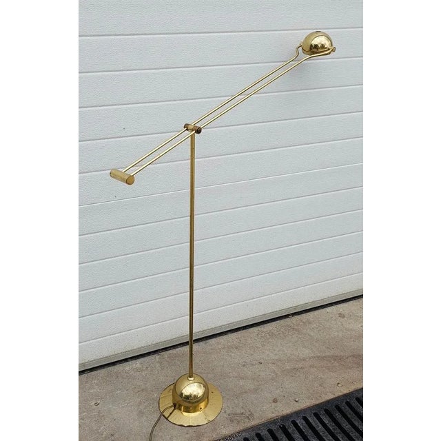 Gold Mid-Century Modern Adjustable Brass Floor Lamp from Fischer, Germany, 1960s For Sale - Image 8 of 9