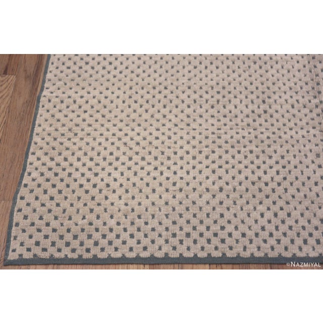 2020s Ivory Light Grey Blue Checkboard Design Contemporary Modern Area Rug For Sale - Image 5 of 6