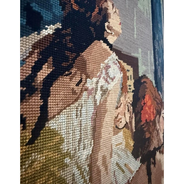 Mid-Century Modern 1950s Beautifully Framed Needlepoint Tapestry Edgar Degas “The Ballet Class” 35x29” For Sale - Image 3 of 7