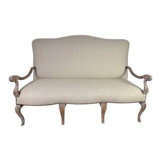 19th Louis XV Style Linen Settee For Sale