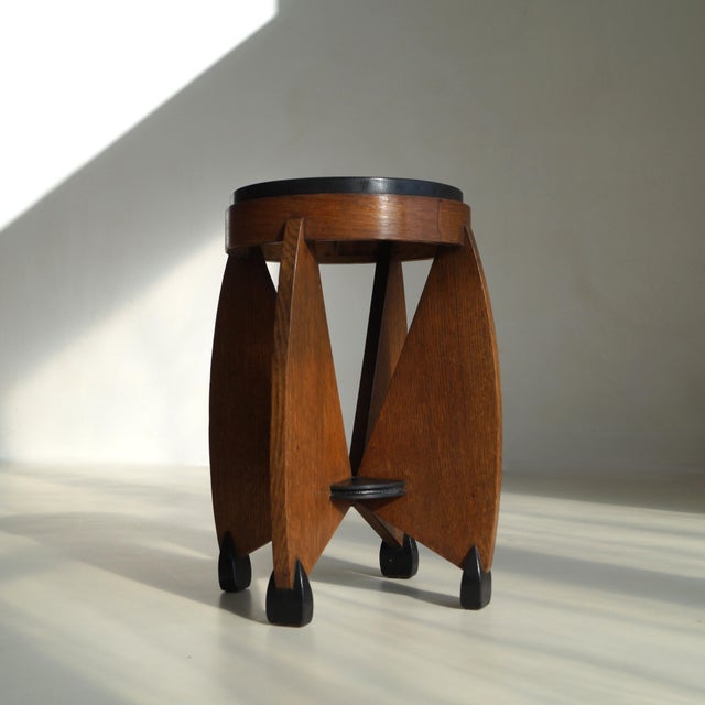 Black Dutch Art Deco Curvy Amsterdam School Accent Table by J.J. Zijfers, 1920s For Sale - Image 8 of 18