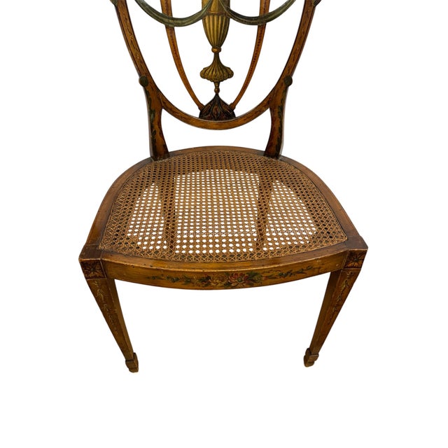 Pair of Antique 19th Century English Federal Hepplewhite Caned Side Chairs For Sale - Image 13 of 14