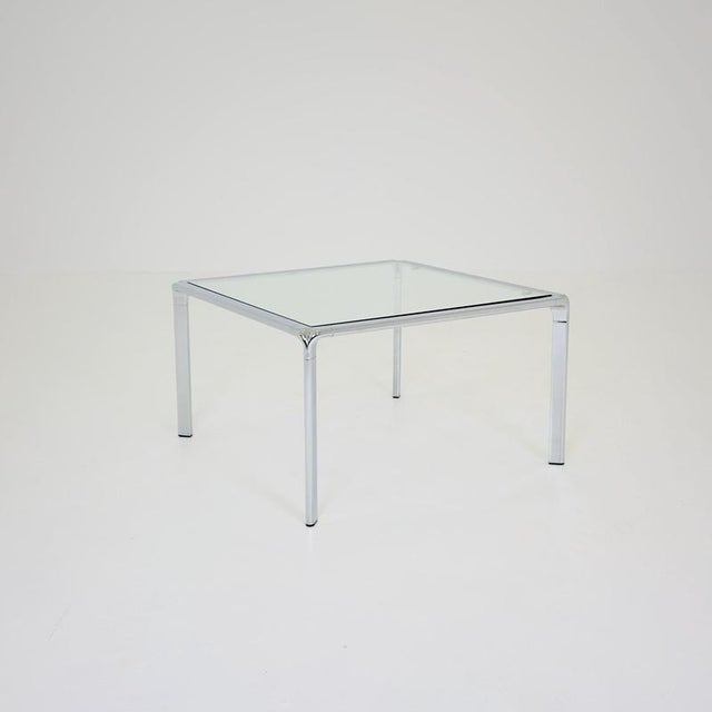 Mid-Century Modern Italian Bauhaus Square Coffee Table in Chrome and Glass, 1980s For Sale - Image 12 of 16