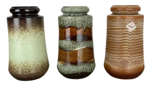 Vintage German Pottery Fat Lava Vases from Scheurich, 1970s, Set of 3