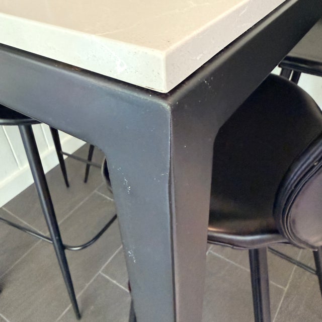 Tall Room & Board Parsons Table With 4 Leather Room & Board Bar Stools For Sale - Image 10 of 13