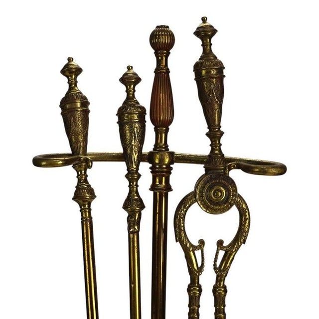 Neoclassical Neoclassical Brass Fireplace Tool Set C1920 For Sale - Image 3 of 17