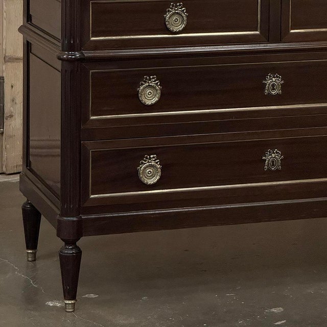 Wood French Louis XVI Mahogany Carrara Marble Top Commode For Sale - Image 7 of 17