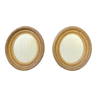 Pair of English Oval Gilt Mirrors For Sale