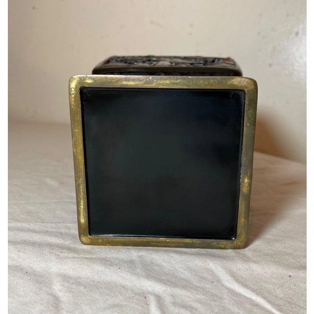 Antique Handmade Chinese Carved Black Red Lacquer Cinnabar Floral Vase Urn For Sale - Image 13 of 13