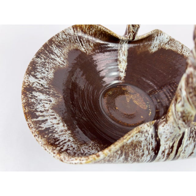 Mid 20th Century Accolay Ceramic Basket With Twisted Handle, France, Mid 20th Century For Sale - Image 5 of 15