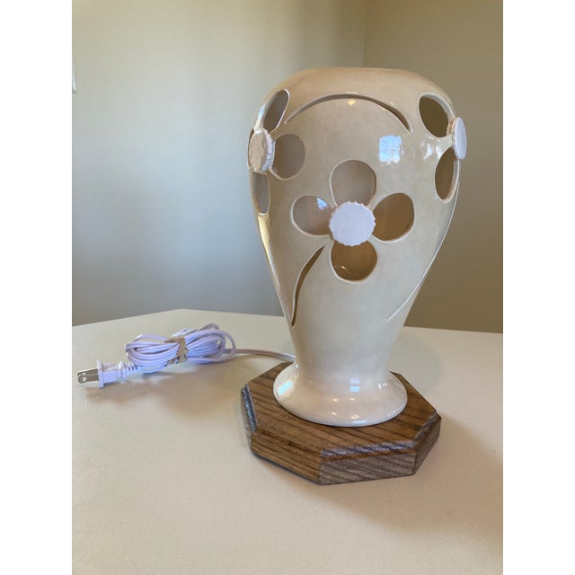 Charming handmade flower vase table lamp. Sweet petal cutouts for light. Perfect for little girl’s room or wherever!...