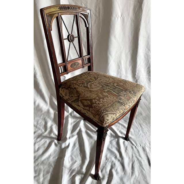 Antique Edwardian Neoclassical Mahogany Side Chairs With Brass Mounts - A Pair For Sale - Image 4 of 15