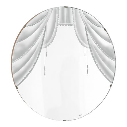 Large Vintage Mirror with Screen Printing, 1950s For Sale