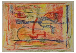 Perrine Gretener, Tribute to Francis Poggi, Original Colored Pencil & Pastel Drawing, 1970