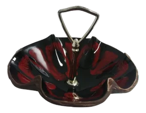 1960's Red and Black Sequoia Ware Nut and Candy Dish by 610 USA