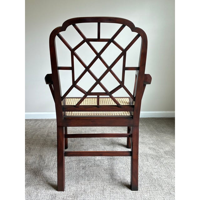Ralph Lauren Late 20th Century Attributed to Ralph Lauren Home Chinese Chippendale Style Caned Armchair For Sale - Image 4 of 10