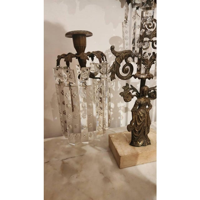 Mid 19th Century Victorian Bronze and Crystal Candelabra For Sale - Image 4 of 9