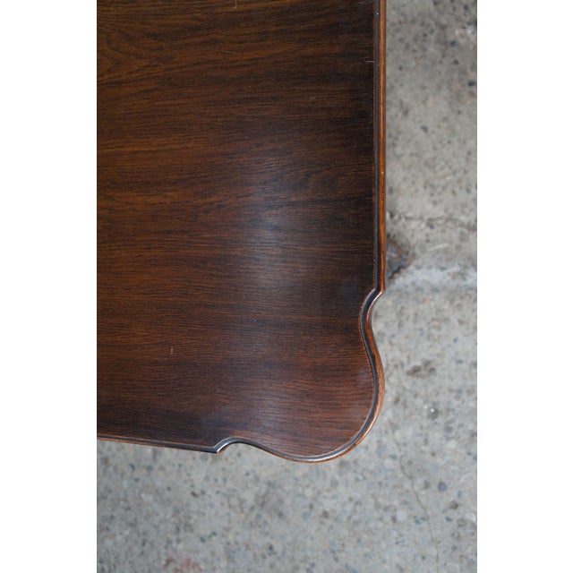 Brown Antique Jacobean Revival Barley Twisted Scissor Leaf Trestle Dining Table For Sale - Image 8 of 14