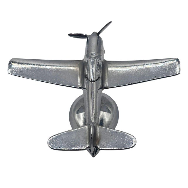 1940s Art Deco Chrome Propeller P-51a Mustang Airplane Table Lighter by Hamilton For Sale - Image 4 of 10
