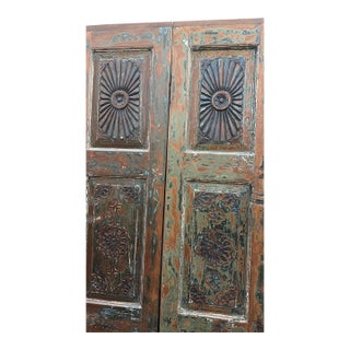 Hand-Carved Floral Wood Barn Door | Rustic Farmhouse Pantry & Interior Statement Door 80x32 For Sale