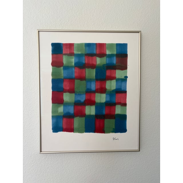 20”x24” Original Wall Alcohol Ink Painting Ca Artist B. Leeds Titled Rgb1 Museum Glass For Sale - Image 4 of 9