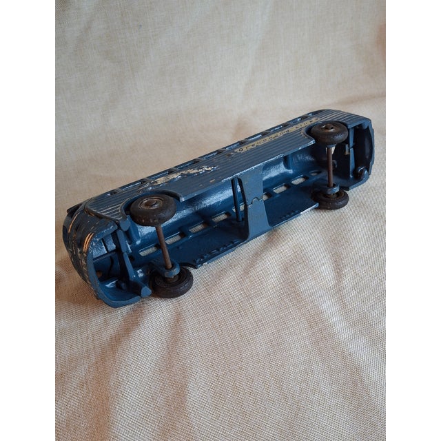 Vintage Arcade Cast Iron Greyhound Bus 9" Toy 1930s Blue 438b All Original For Sale - Image 14 of 18