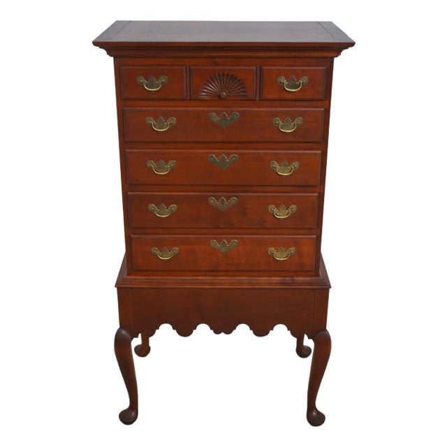 Eldred Wheeler Cherry 2 Piece Small Scale Highboy Silver Chest For Sale
