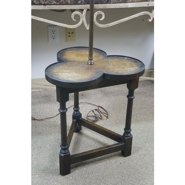 1950s 1950s Frederick Cooper Mid Century Oak Clover Table Floor Lamp Stand 42" For Sale - Image 5 of 16