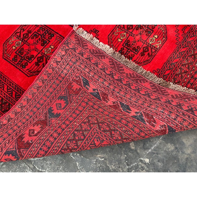 Vintage Afghan Turkoman Tribal Wool Rug For Sale - Image 9 of 9