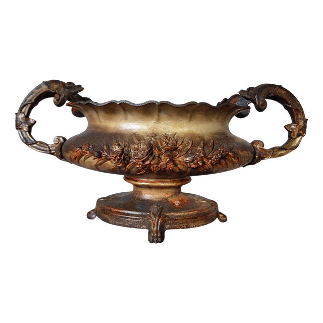 Large Antique Cast Iron Jardinière on Foot, France, 1900s For Sale