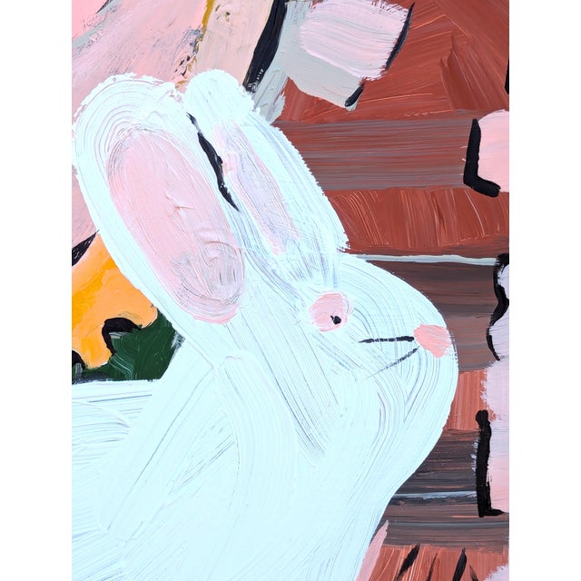 Pink Matthew Reeves "Just a Rabbit" Contemporary Pink, Green, & Yellow Figurative Portrait Painting, 2025 For Sale - Image 8 of 9