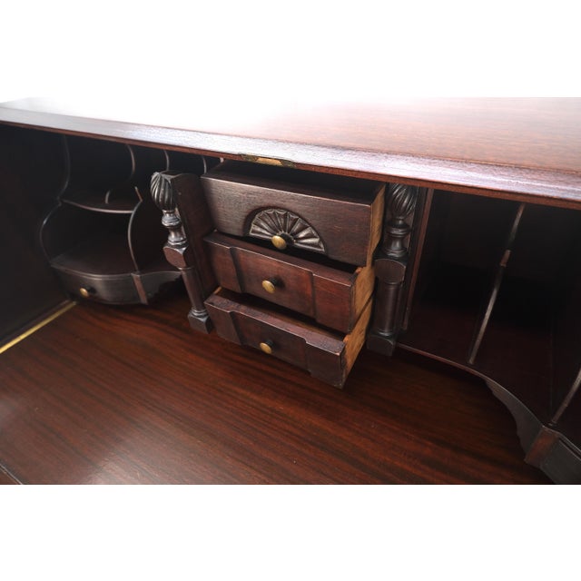 Charak Furniture Company Charak Ball & Claw Mahogany 4 Drawers Drop Front Secretary Dresser For Sale - Image 4 of 12