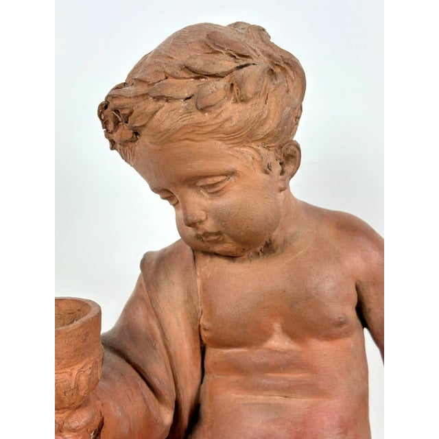 Mid 18th Century Fine Hand Sculpted 18th Century Terracotta Sculpture of a Young Bacchus With Goblet For Sale - Image 5 of 7