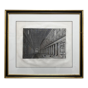 19th Century Engraving of the Interior of the Basilica of Santa Maria Maggiore in Rome