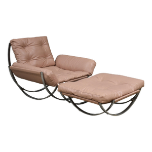 1970s Italian Chrome Pink Sling Lounge Chair and Ottoman by Stendig