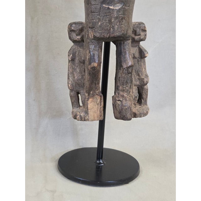 Vintage African Dogon Carved Figural Doorway Latch on a Custom Metal Stand For Sale - Image 9 of 12