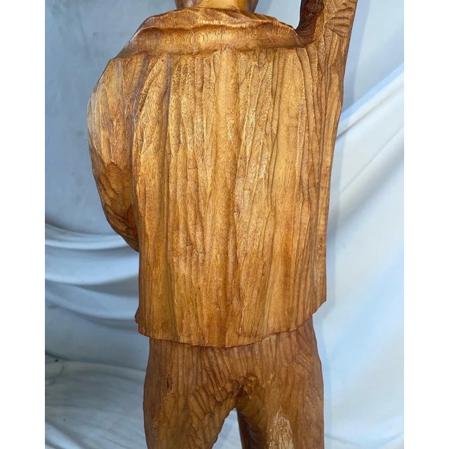 Wood Vintage 1934 Tall Standing Wood Figure For Sale - Image 7 of 10