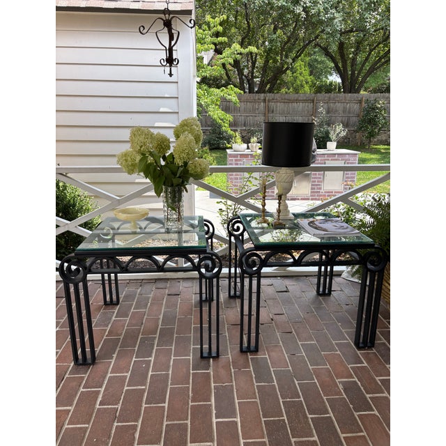 Pair of 1920s French Deco Style Iron Metal Occasional Side Tables For Sale - Image 4 of 11