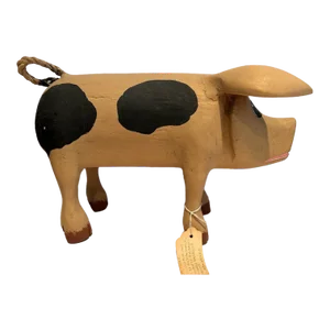 Vintage Rory Alvarez Folk Art Cottonwood Pig Large Figure, Made in New Mexico