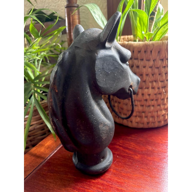 Antique Cast Iron Horse Head Hitching Post For Sale - Image 6 of 8