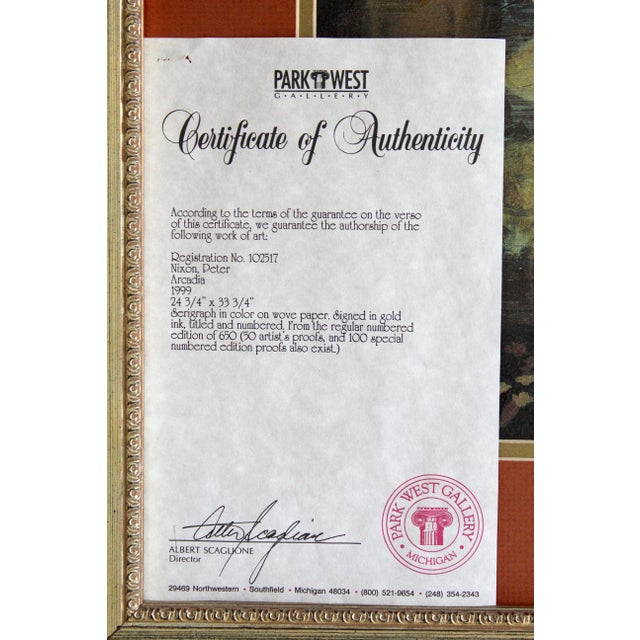 Peter Nixon “Arcadia” Signed Limited Edition Serigraph – Custom Gold Frame With Coa For Sale - Image 14 of 15