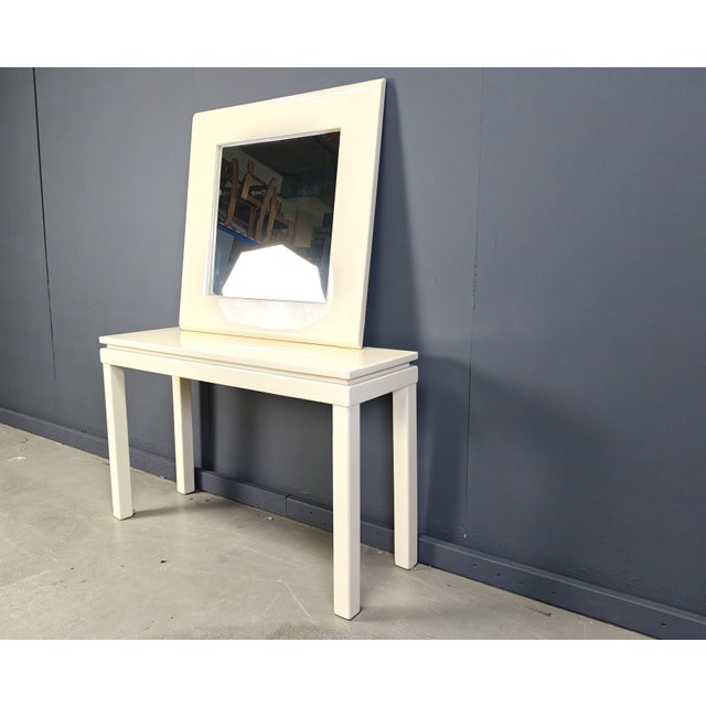 Hollywood Regency Vintage Lacquer Console with Mirror from Jean Claude Mahey, France, 1980s, Set of 2 For Sale - Image 3 of 11