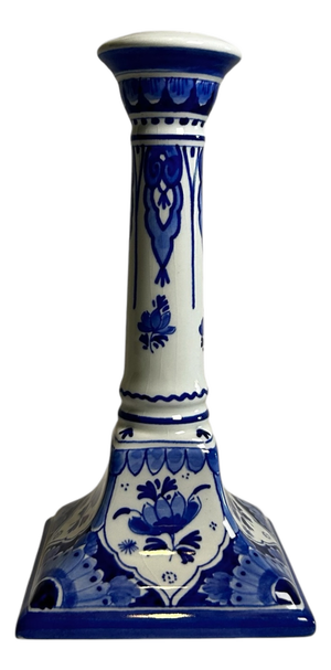 Hand-Painted Blue and White Candlestick by C. Tetteroo for Royal Delft, 1973