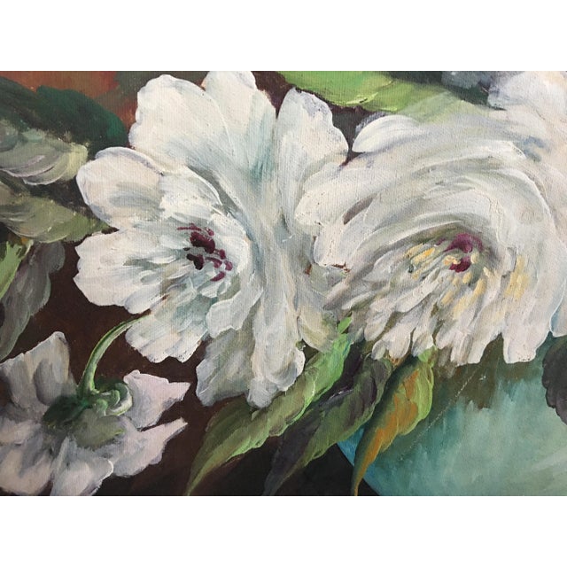 The School of Paris 1960 Floral Arrangement Still Life Oil Painting on Canvas, Framed For Sale - Image 3 of 5