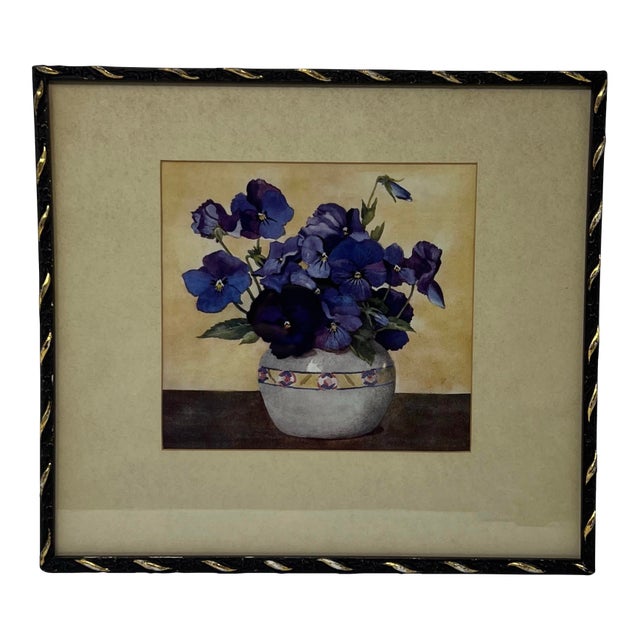 Floral Still Life Print in Period Gilt-Accented Frame, Early 20th Century For Sale