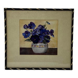 Floral Still Life Print in Period Gilt-Accented Frame, Early 20th Century